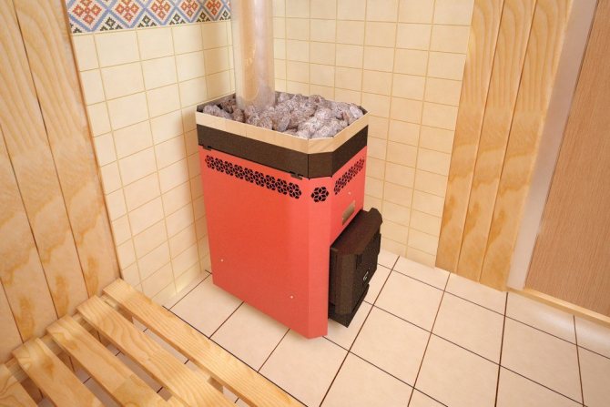 Fogão de sauna Rus 9 com aquecedor aberto