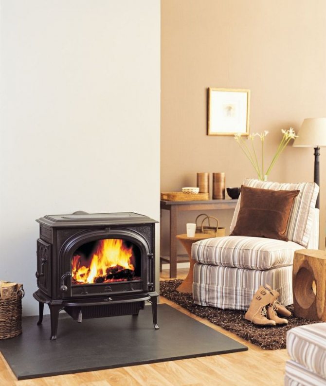 Soba din fontă Jotul F500 cu racord de aer extern și fum după ardere