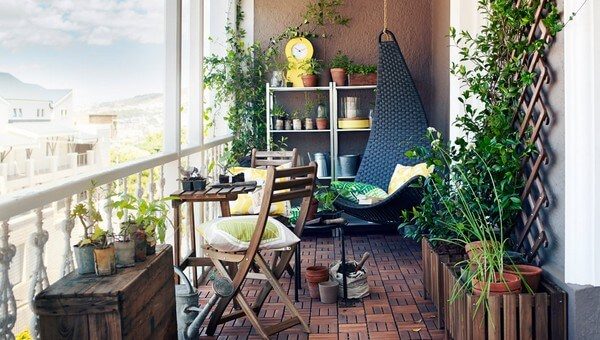 flowers on the open balcony