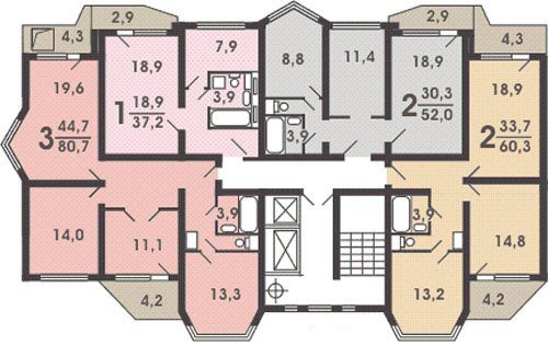 bild av planen för lägenheter med balkonger