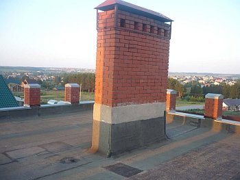 brick sealed chimney on the roof