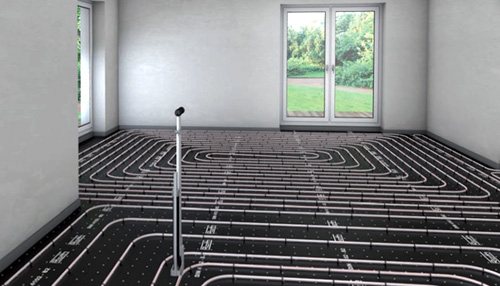 fixação do tubo de aquecimento por piso radiante com um agrafador