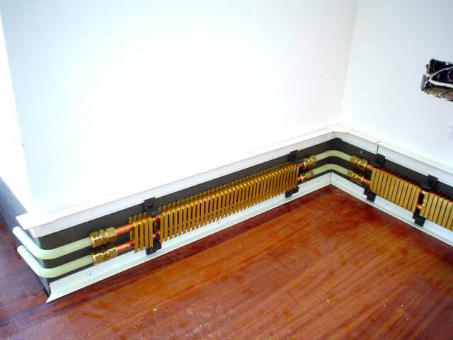 low heating radiator under the window