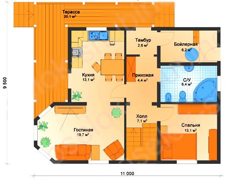 planta da casa com sala de caldeira