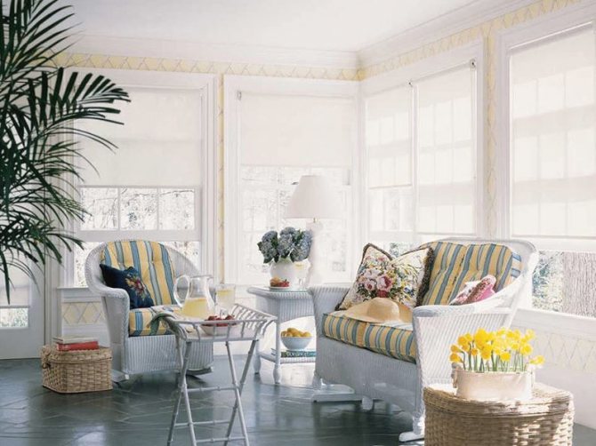 Translucent roller blinds in a French style living room