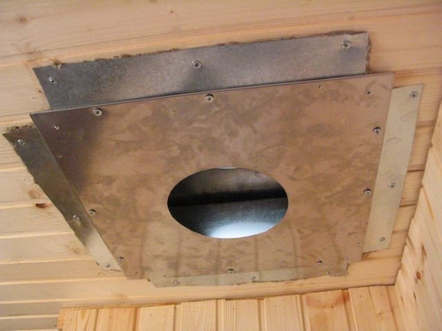 Chimney passage through the ceiling.