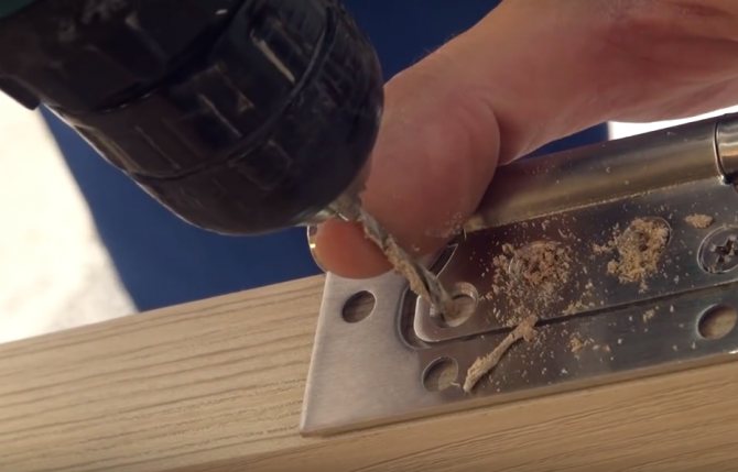 Drilling holes for fastening the hinges