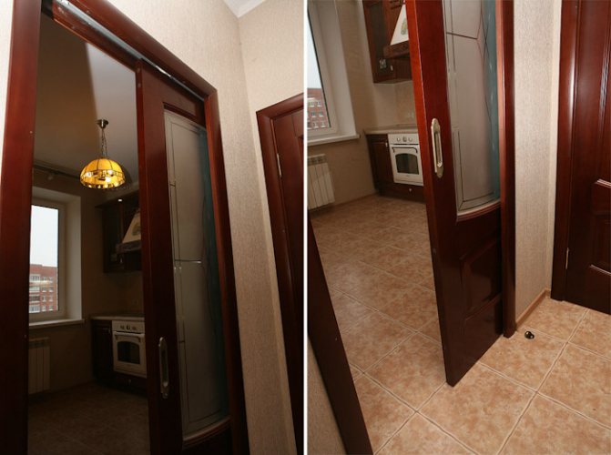 Porta de correr para a área da cozinha