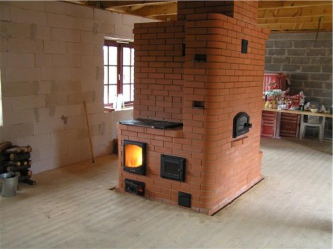 Aquecimento russo e fogão de cozinha
