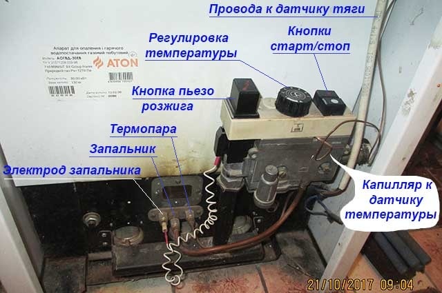 Schema de instalare a supapei de gaz a cazanului Aton
