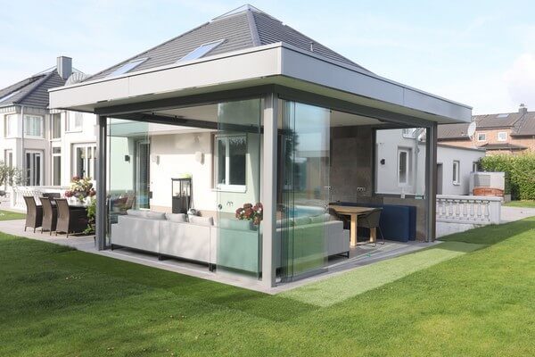 Terrace with panoramic windows