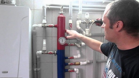 inštalácia hydraulického šípu v kotolni