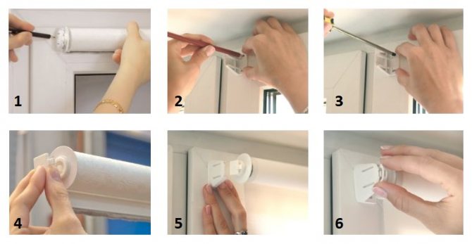 Installation of roller blinds on the frame using self-tapping screws