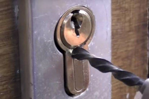 Drilling out the lock
